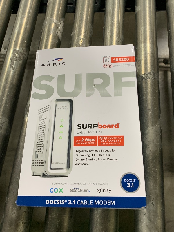 Photo 1 of ARRIS (SB8200) - Cable Modem - Fast DOCSIS 3.1 32x8 Gigabit Cable Modem , Approved for Comcast Xfinity, Cox, Charter Spectrum, & more | 1 Gbps Max Internet Speed, 4 OFDM Channels
