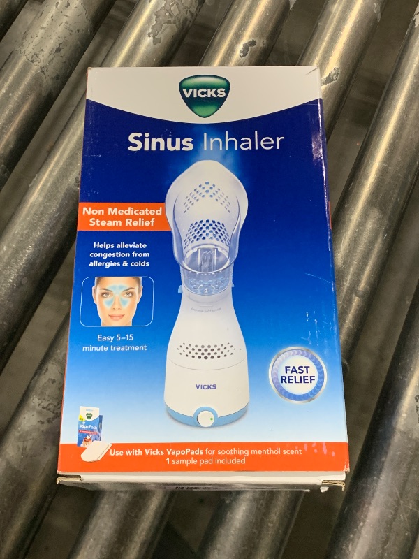 Photo 1 of Vicks Sinus Inhaler - Non-Medicated Steam Relief for Allergies, Congestion, Cough & Colds, Facial Steamer, Soothes Nasal & Throat Passages, Use with VapoPads (1 Included), FSA & HSA Eligible