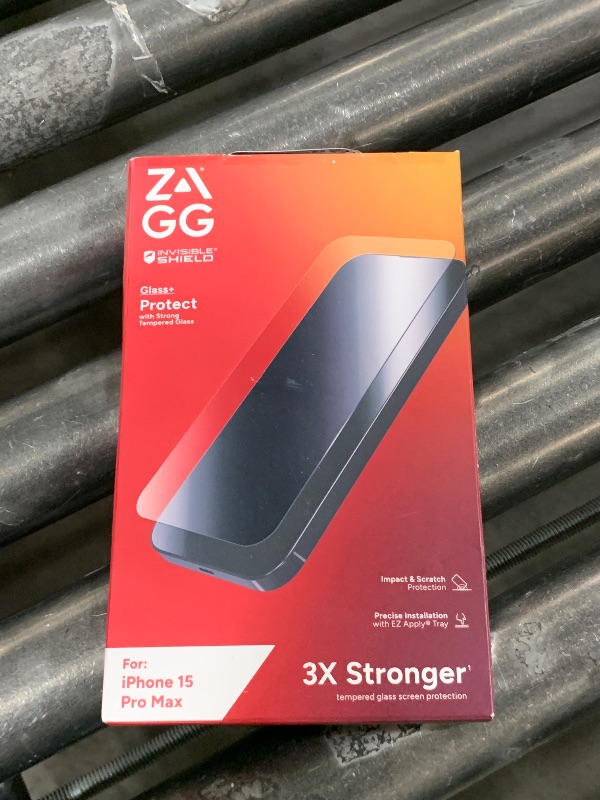 Photo 1 of ZAGG InvisibleShield Glass+ iPhone 15 Pro Max Screen Protector - 3X Stronger with Reinforced Edges, Scratch & Smudge-Resistant Surface, Easy to Install