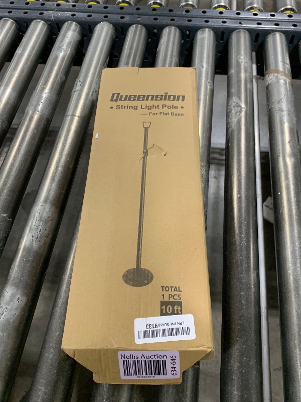 Photo 1 of Queension 10FT Ground Base String Light Poles for Outdoor String Lights for Garden, Backyard, Patio Lighting Stand for Parties, Bistro & Weddings, 1 Pack