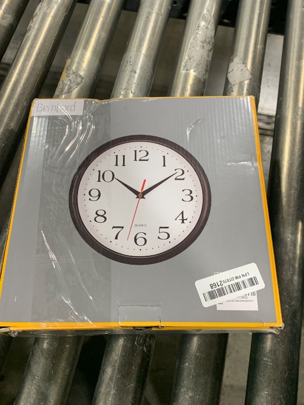 Photo 1 of Bernhard Products Black Wall Clock Silent Non Ticking 10 Inch Quality Quartz Battery Operated Round Easy to Read Home/Office/Kitchen/Classroom/School Clock Sweep Movement