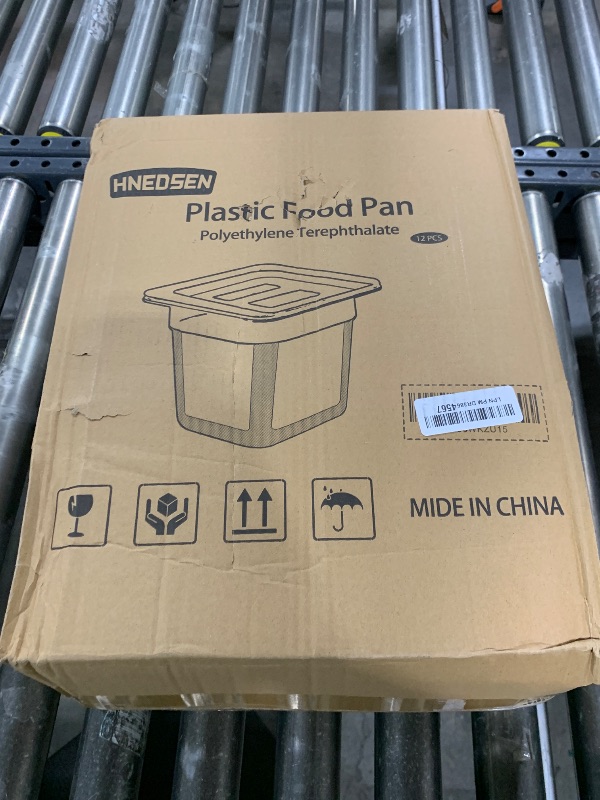 Photo 1 of HNEDSEN 12 Pack Plastic Food Pan with Lid 1/6 Size 6 Inch Deep Restaurant Clear Food Storage Containers Polycarbonate Commercial Hotel Pans for Fruits Vegetables Beans Corns (12 PCS, 6'' Deep)