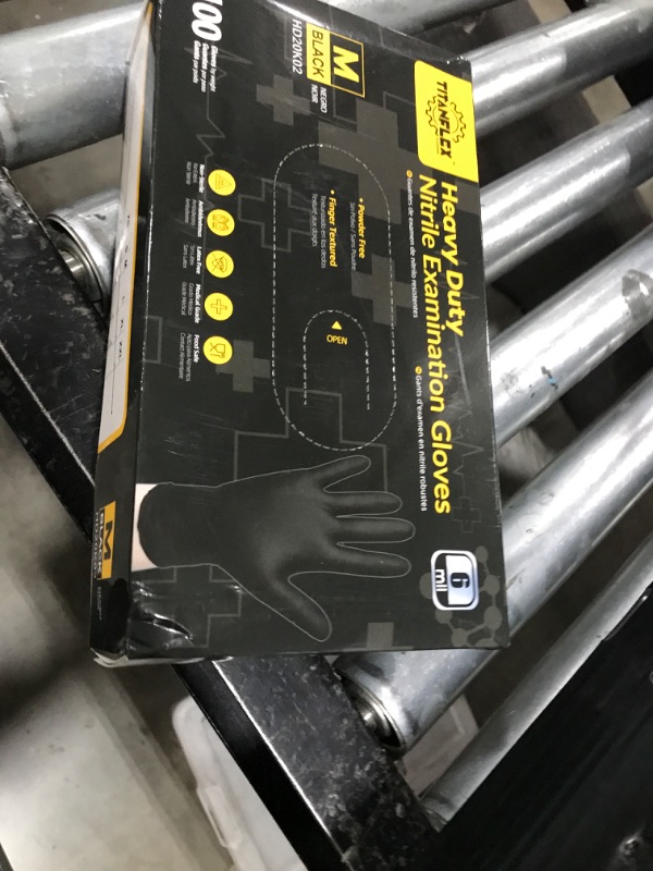 Photo 1 of TitanFlex Disposable Nitrile Exam Gloves - 6-mil, Black, Medium 100-ct Box, Heavy Duty, Latex Free, Food Safe for Cooking & Food Prep