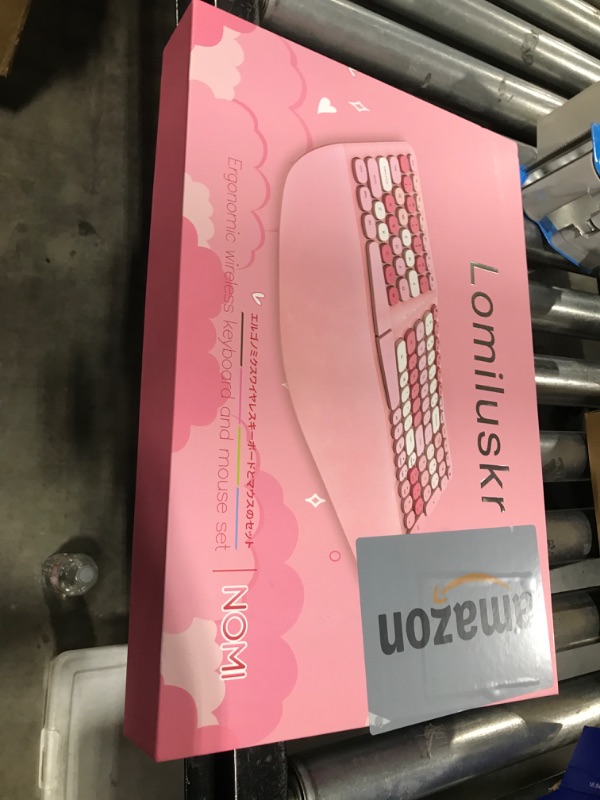 Photo 1 of Wireless Ergonomic Keyboard and Mouse Combo with PU Wrist Rest, Carpal Tunnel Keyboard, 2.4G Colorful Split Ergo Keyboard, Comfortable Natural Typing, Compatible with PC/Laptop (Pink)
