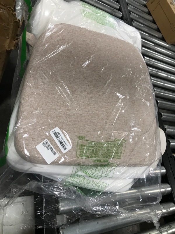 Photo 1 of AAAAAcessories D-Shaped Chair Cushions, 2" Thick Dining Chair Pads with Ties and Removable, Machine-Washable Cover, 17" x 16", Set of 6, Beige
