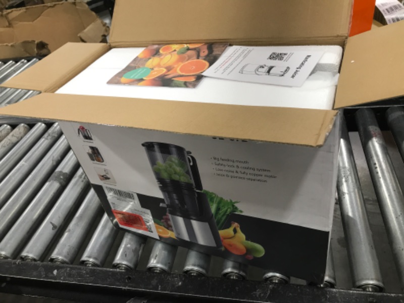 Photo 1 of Masticating Juicer Machines, 5.8" Inch Feeding Chute Supports Whole Fruits and Vegetables?350W Slow Cold Press Juicer?Easy to Clean,Gray-Stainless Steel