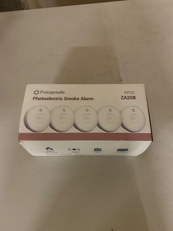 Photo 1 of Putogesafe Smoke Detector Battery Operated, 10-Year Smoke Alarm with Photoelectric Sensor, Fire Alarms Smoke Detectors with Test Button and Low Battery Warning, Fire Safety for Home, 5 Pack