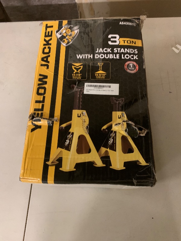 Photo 1 of YELLOW JACKET Car Jack Stands 3 Ton with Double Locking and Large Foot Base for Lifting SUVS, Heavy Duty Steel, 6600 lb Capacity, 1 Pair, Yellow