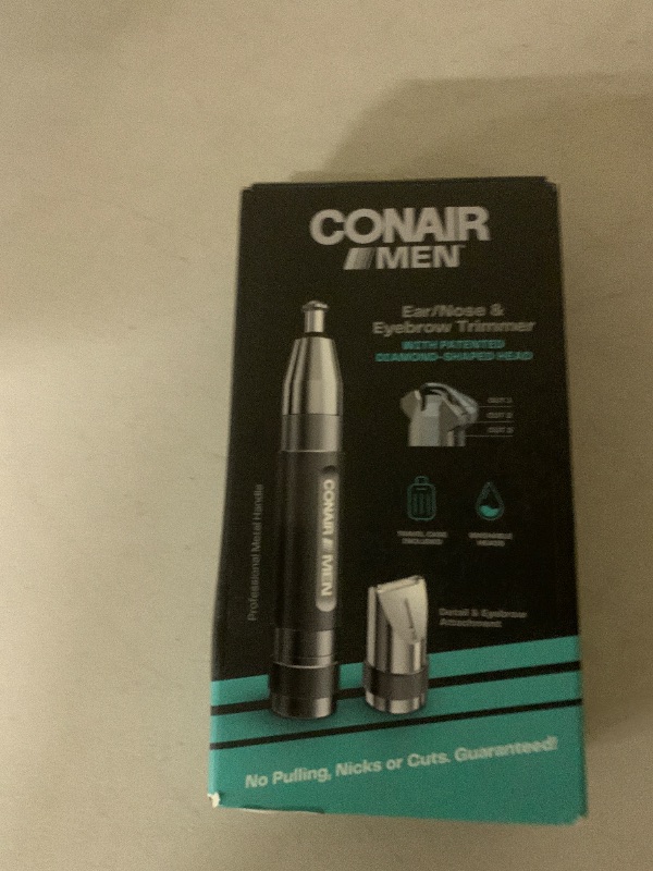Photo 1 of Conair Men Ear, Nose and Eyebrow Trimmer, Patented 360° Bevel Blade for No Pulls, Nicks or Cuts Guaranteed, Nose Hair Trimmer for Men, Non-Slip Grip, 5-Piece Kit with Travel Case