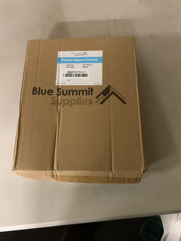 Photo 1 of Blue Summit Supplies 25 Black Plastic Report Covers with Prongs, Black 3 Prong Clear Front Report Cover for Presentation, Document, and School Use, 0.42mm PP Plastic, Bulk 25 Pack