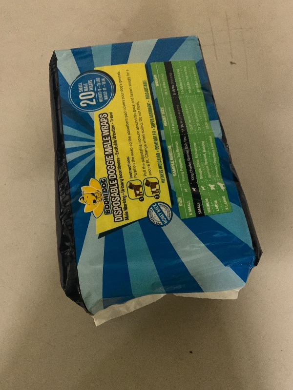 Photo 1 of Bodhi Dog Disposable Male Dog Diapers - Super Absorbent, Leak-Proof Pee Wraps - Adjustable Fit, Comfortable Design, Advanced Moisture Control, and Wetness Indicator - Small (20 Count)