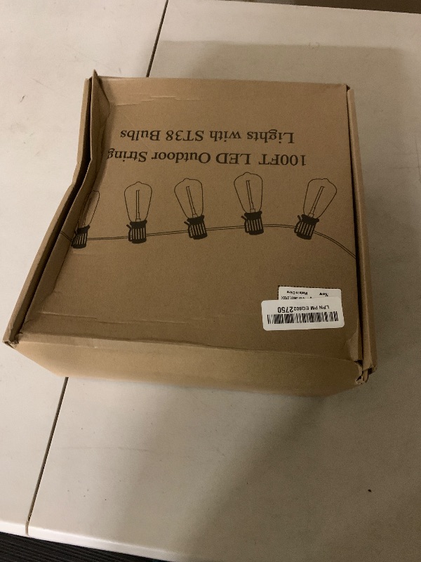 Photo 1 of Brightever LED Outdoor String Lights 100FT Patio Lights with 52 Shatterproof ST38 Vintage Edison Bulbs, Outside Hanging Light Waterproof for Porch, Deck, Garden, Backyard, Balcony, Dimmable 2700K
