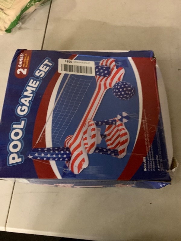 Photo 1 of 10.4' Larger Pool Volleyball Set - 2024 NEW Inground Pool Volleyball Net & Basketball Hoop, Inflatable Water Games for Adults and Family, Pool Floating Toys for Kids 8-12 | Teens Summer Floaties
