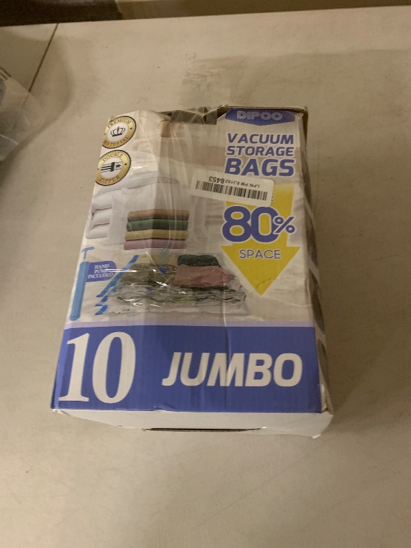 Photo 1 of 10 Pack Jumbo Vacuum Storage Bags with Hand Pump, 80% Storage Space Saving, Sturdy Leak-Free Space Saver Vacuum Seal Bags for Clothing, Vacuum Compression Bags for Travel Lugggage Blankets Comforters