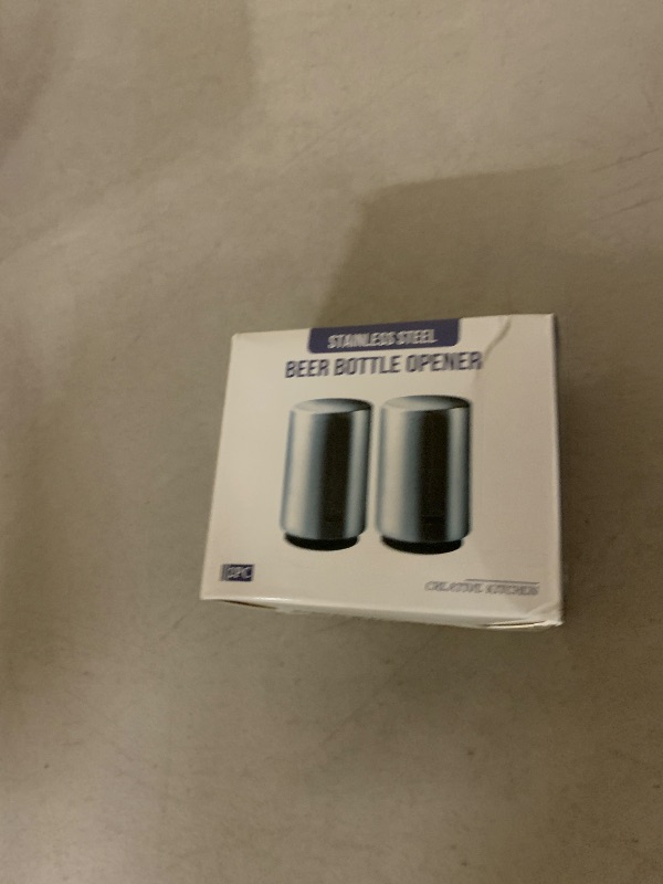 Photo 1 of 2PCS Premium Beer Bottle Opener, Automatic Stainless Steel Quick Pop the Top Can Openers by Magnet Catching No Damage Caps, Wine Accessory Push Down Off Magnetic Bartender Tool for Home Picnic Camping