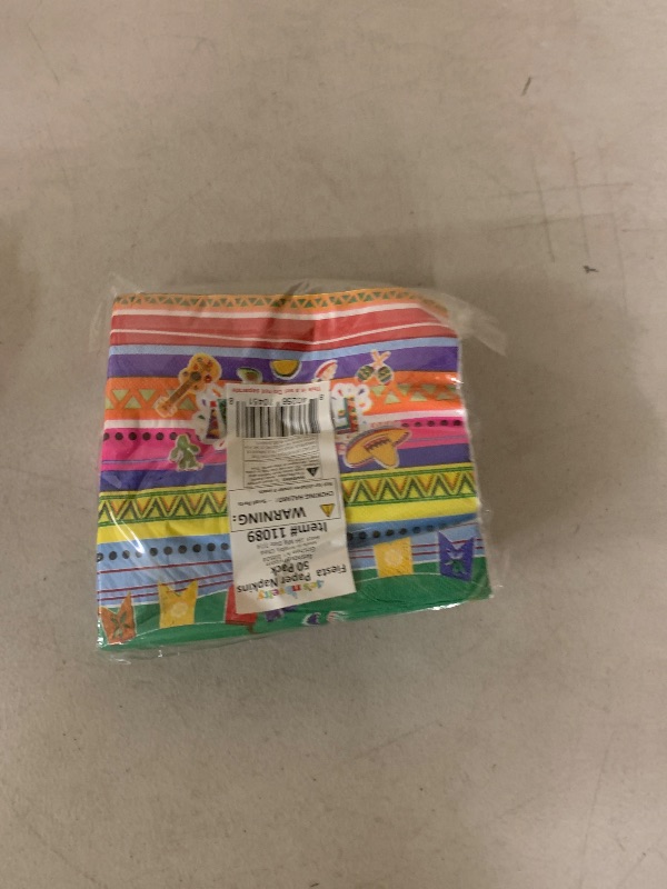 Photo 1 of 4E's Novelty Fiesta Napkins for Cinco De Mayo Party Supplies Mexican Fiesta Disposable Paper Napkins Kids Birthday Table Mexican Party Decorations - Pack of 50
