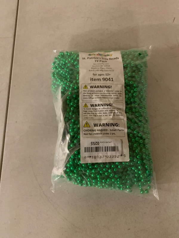 Photo 1 of 4E's Novelty St Patricks Day Beads Necklace Bulk (Pack of 72) Green Beads - Saint Pattys Gifts, 33 Inch 7mm Party Favor Supply, St Patricks Day Outfit Costume Dress UP Accessories Bulk Parade Throws