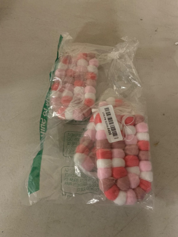 Photo 1 of 3PCS Felt Ball Garland Pink Pom Pom Garland 9.8 Feet 36 Balls 4 Pastel Colors Pink Pom Pom Decorations Nursery Decor Bunting Birthday Party Decorations for Mardi Gras Thanksgiving Christmas Wall