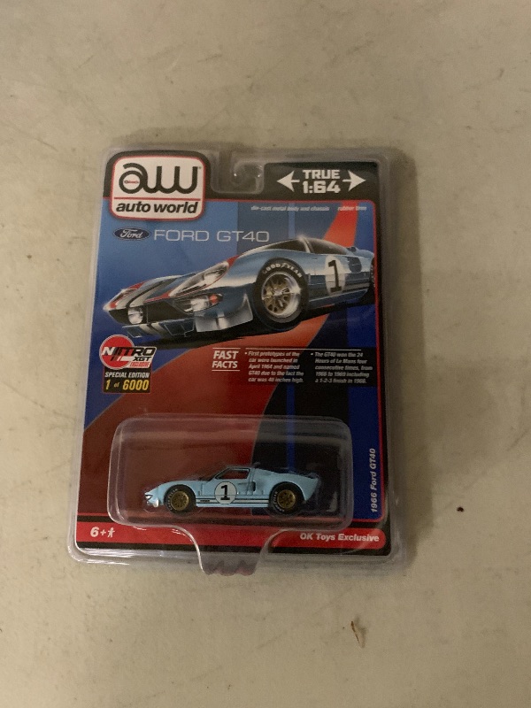 Photo 1 of 1966 Ford GT40#1 Blue Limited Edition to 6000 Pieces Worldwide 1/64 Diecast Model Car by Auto World CP7921