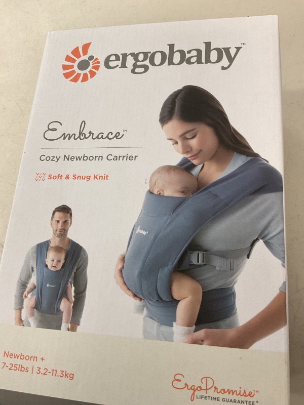 Photo 1 of Ergobaby Embrace Baby Carrier Newborn to Toddler - Breathable Baby Carriers for Summer - Cozy Essentials (7-25 Pounds), Ponte Knit, Oxford Blue