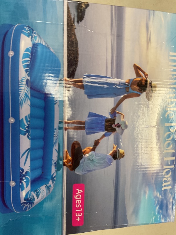 Photo 1 of Inflatable Tanning Pool Lounger Float, 71" x 48" Large Pool Floats Adult with Backrest & Drink Holder, Water Filled Sunbathing Bed Lounge Raft Floatie for Swimming Pool, Backyard, Beach Pool Party