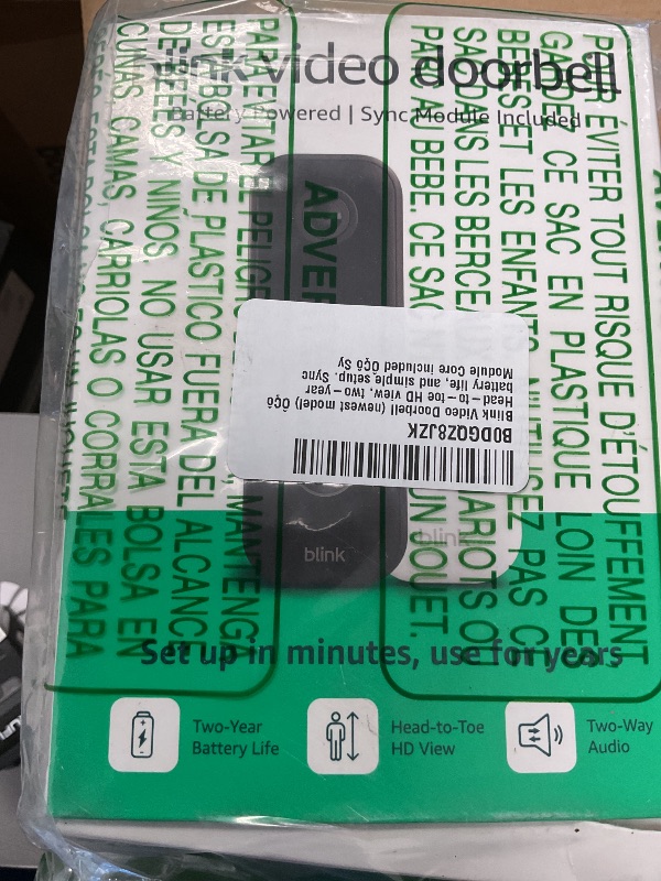Photo 1 of Blink Video Doorbell (newest model) – Head-to-toe HD view, two-year battery life, and simple setup. Sync Module Core included – System (Black)