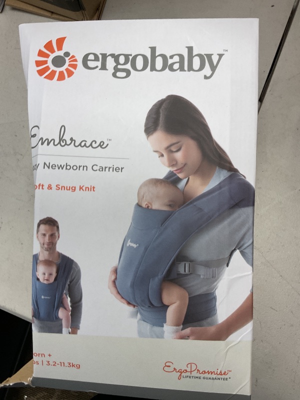 Photo 1 of Ergobaby Embrace Baby Carrier Newborn to Toddler - Breathable Baby Carriers for Summer - Cozy Essentials (7-25 Pounds), Ponte Knit, Oxford Blue