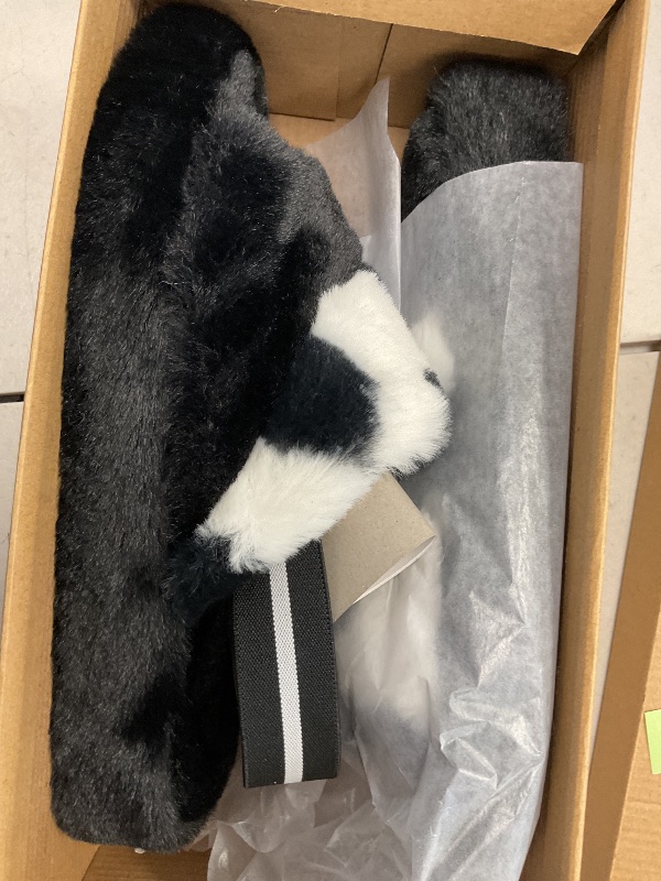 Photo 1 of YOKI-Nayeli Women's Two Tone Furry Slide with Sling Back Ankle Closure, Black, 6 M US