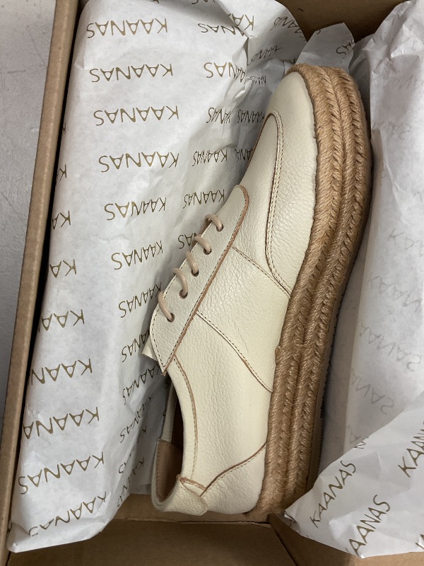 Photo 1 of KAANAS Women's Sandy Bay LACE UP Espadrille Platform Sneaker, Ivory, 6 Regular US