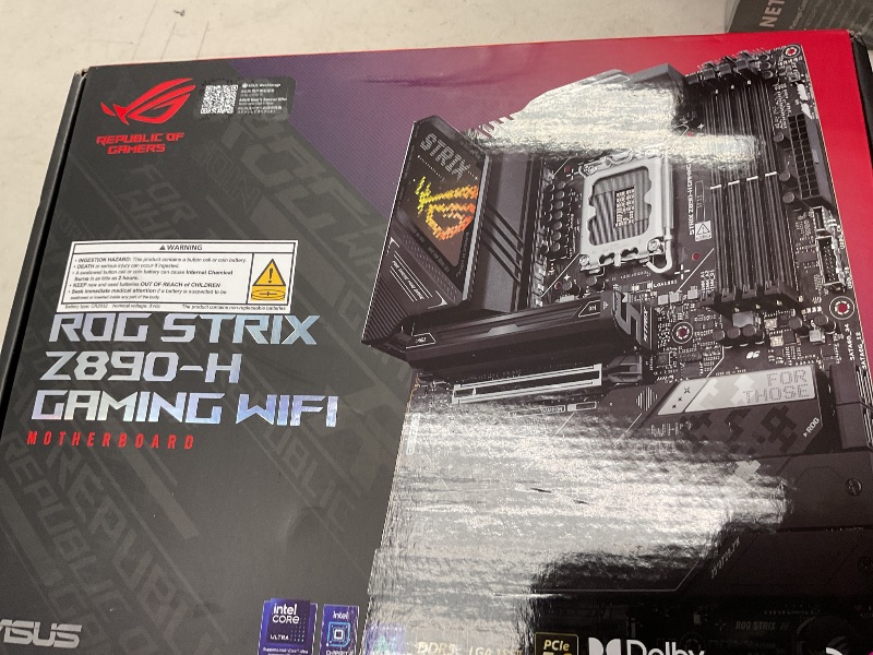 Photo 1 of ASUS ROG Strix Z890-H Gaming WiFi Z890 LGA 1851 ATX Motherboard, Intel® Core™ Ultra Series 2 Ready, Advanced AI PC-Ready, 16+2+1+2 Stages, DDR5, 5Gb LAN, WiFi 7, 4X M.2, PCIe 5.0, USB Type-C®, AI OC