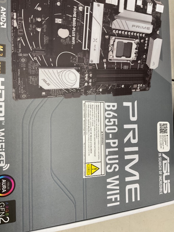 Photo 1 of ASUS Prime B650-PLUS WiFi AMD B650 AM5 Ryzen™ Desktop 9000 8000 & 7000 ATX Motherboard, DDR5, PCIe 5.0 M.2, 2.5Gb LAN, WiFi 6E, HDMI™, SATA 6 Gbps, USB Type-C®, BIOS Flashback™, Thunderbolt™ 4 Header
