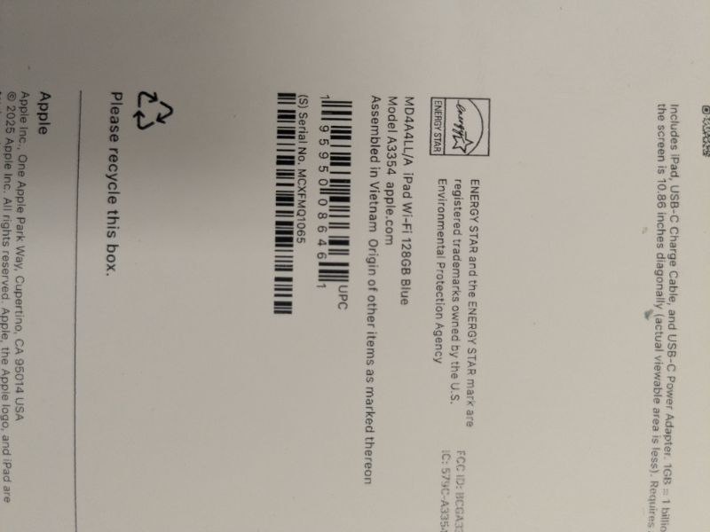 Photo 1 of Apple iPad 11-inch: A16 chip, 11-inch Model, Liquid Retina Display, 128GB, Wi-Fi 6, 12MP Front/12MP Back Camera, Touch ID, All-Day Battery Life — Blue