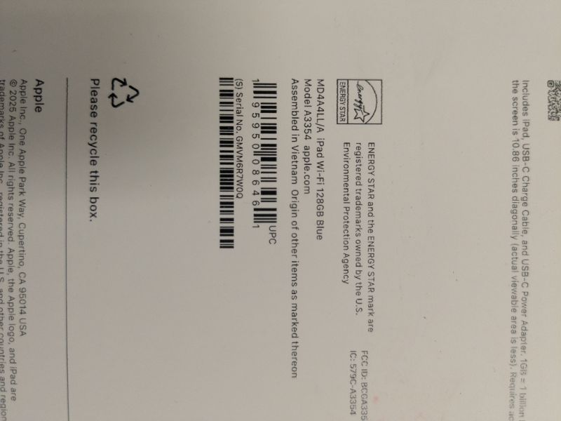 Photo 1 of Apple iPad 11-inch: A16 chip, 11-inch Model, Liquid Retina Display, 128GB, Wi-Fi 6, 12MP Front/12MP Back Camera, Touch ID, All-Day Battery Life — Blue