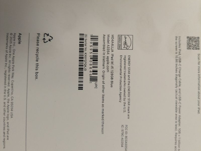 Photo 1 of Apple iPad 11-inch: A16 chip, 11-inch Model, Liquid Retina Display, 128GB, Wi-Fi 6, 12MP Front/12MP Back Camera, Touch ID, All-Day Battery Life — Blue
