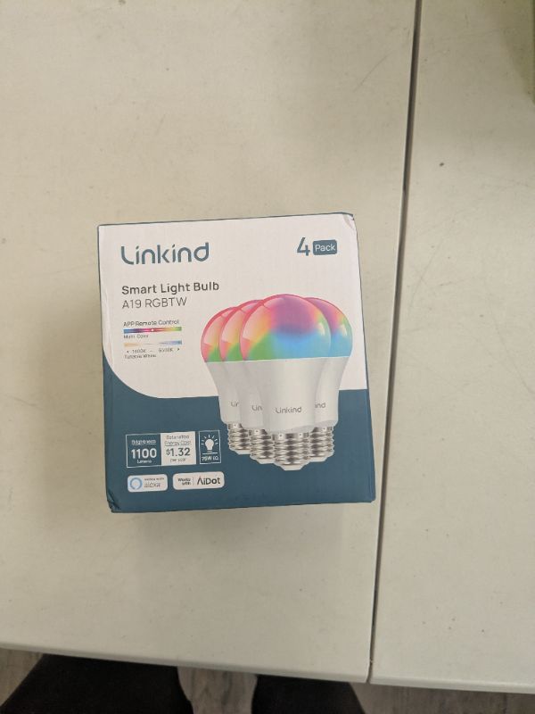 Photo 1 of Linkind Smart Light Bulbs, 1100LM (75W Equivalent) Smart Bulb, Work with Alexa & Google Home, RGBTW Color Changing Bulbs Music Sync, 2.4GHz Wi-Fi & Bluetooth, LED Alexa Light Bulbs 11W, A19 E26, 4Pack