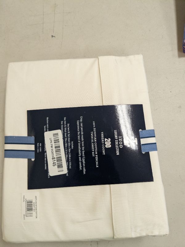 Photo 1 of IZOD 100% Egyptian Cotton Sheets Set Twin XL Size, Cotton Percale Crisp Sheet Set 3Pc, Lightweight & Deep Pocket fits Upto 17",Long-Staple Soft Combed,Hotel Style Sheets Luxury Bedding Sheet-White
