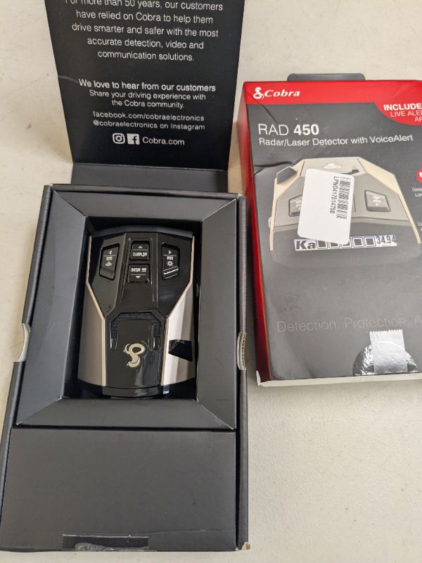 Photo 1 of Cobra RAD 450 Laser Radar Detector: Long Range, False Alert Filter, Voice Alert & OLED Display, Black, RAD450