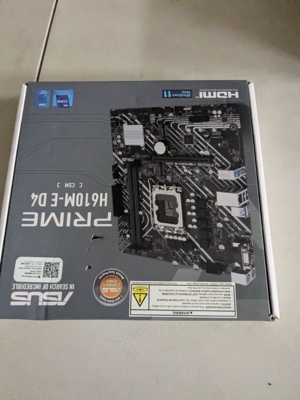 Photo 1 of Asus Prime H610M-E D4-CSM Desktop Motherboard - Intel H610 Chipset - Socket LGA-1700 - Pentium Gold, Celeron, Core i5, Core i9, Core i3, Core i7 Processor Supported - 64 GB DDR4 SDRAM Maximum RAM - DI