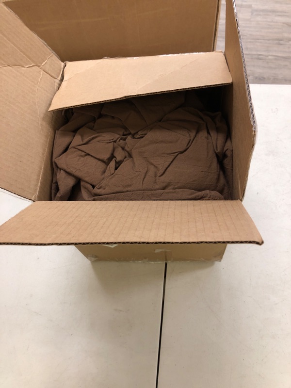 Photo 1 of JIYUAN 100% Washed Cotton Sheet Set 4 Pieces Cal King,1 Fitted Sheet,1 Flat Sheet and 2 Pillowcases,Comfy and Breathable Linen Like Bedding Set,Chocolate Brown