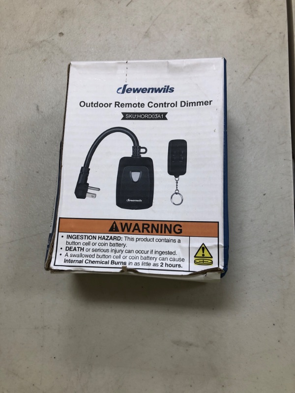Photo 1 of DEWENWILS Outdoor Dimmer for String Lights, Remote Dimmer Switch, Weatherproof Dimmer Plug, 100FT Range, Compatible with Dimmable LED/Tungsten Bulbs, FCC Certified