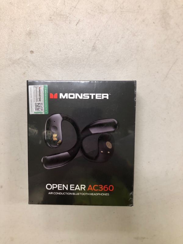 Photo 1 of Monster Open Ear AC360, Wireless Bluetooth Rotary Earphone, with Lanyard, Upgraded Bluetooth 6.0, Touch Control, 24h Long Battery Life, IPX5 Waterproof,Long-Lasting Wear Without Fatigue?Black?