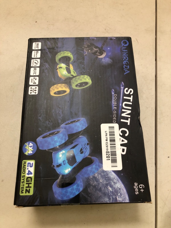 Photo 1 of QUNREDA Remote Control Car, RC Cars Toys for Kids Ages 6-12, 4WD Stunt Car with LED Lights & 360° Flips, 2.4GHz, Upgraded USB-C Modular Batteries, 8-10 Year Old Boys Birthday Gift 1-Blue