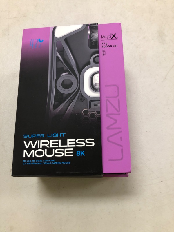 Photo 1 of Lamzu Maya X Wireless Gaming Mouse, Ultra Lightweight 47g, Optical Switch, Maximum 30000 DPI, Symmetrical, MCU Nordic 52840, Dust-Proof Encoder, PAW3950 Sensor(Larger Maya) (Purple)