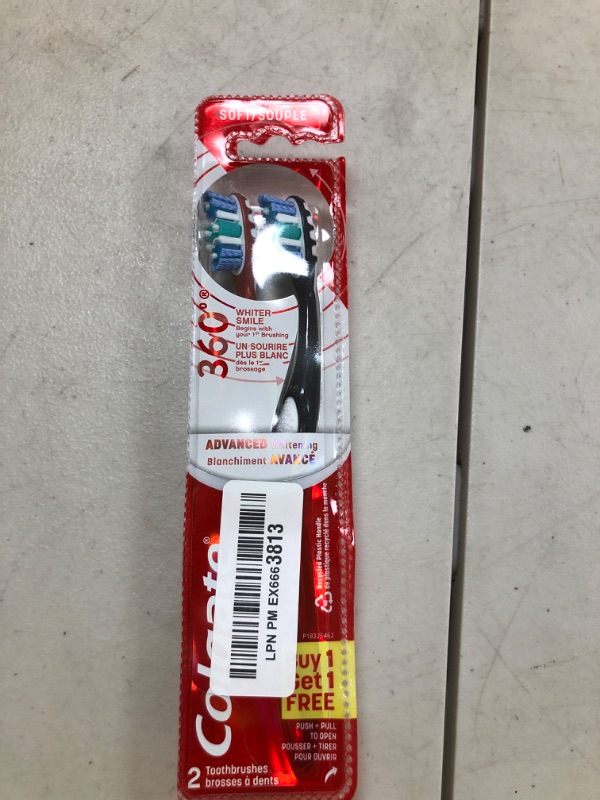 Photo 1 of Colgate 360 Advanced Whitening Soft Toothbrush Pack, 2 Adult Soft Toothbrushes with Cheek and Tongue Cleaner, Helps Clean Your Teeth, Tongue, Cheeks, and Gums, 2 Pack