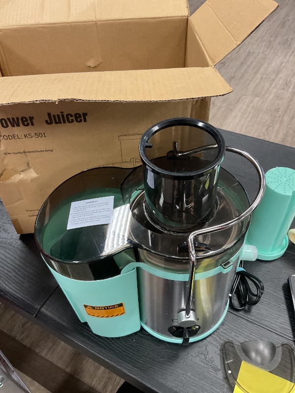 Photo 1 of SEE NOTES PICTURE…………QCen Juicer Machine, 500W Centrifugal Juicer Extractor with Wide Mouth 3” Feed Chute for Fruit Vegetable, Easy to Clean, Stainless Steel, BPA-free (Aqua)