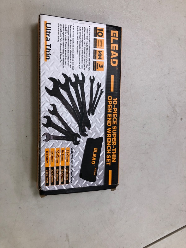 Photo 1 of ELEAD Super-Thin Open End Wrench Set | 10-Piece Metric 5.5-27mm | Nickel-Plated Slim Design | 5.5, 7, 8, 9, 10, 11, 12, 13, 14, 15, 16, 17, 18, 19, 20, 21, 22, 23, 24, 27mm