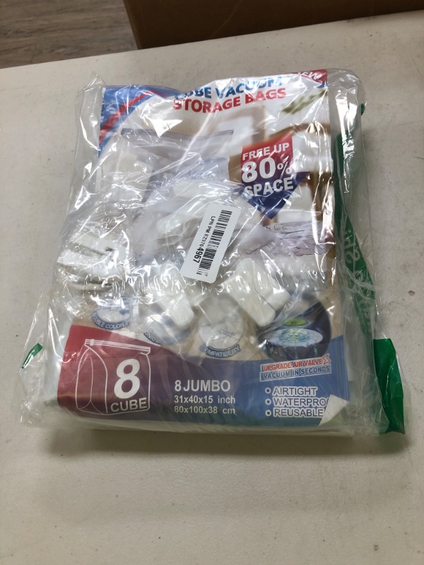 Photo 1 of TAILI 8 Pack Vacuum Storage Bags Space Saver, Jumbo Cube 31x40x15 Inch, Extra Large Vacuum Sealed Bags for Comforters Blankets, Bedding, Clothes, Duvets, Closet Organization