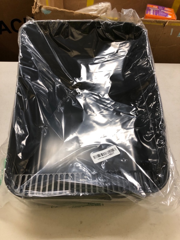 Photo 1 of Sfozstra Open Top Litter Box: Black Medium Size with High Sides & Anti Leak Design, Easy Clean Litter Pan for Home Cats