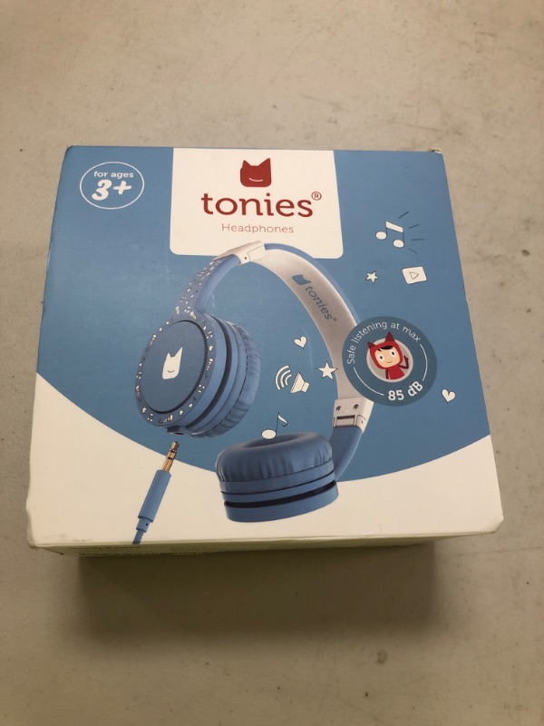 Photo 1 of Tonies Foldable Wired Headphones for Kids - Comfortably Designed to fit On-Ear - Works with Toniebox 1 and All 3.5mm Devices - Light Blue