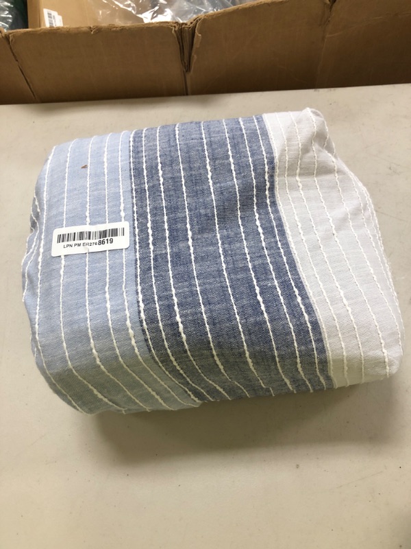 Photo 1 of Levtex Home Sand Stripes Blue King Duvet Cover Set (106x94in) with 2 Pillowcases (36x20in) - Woven Jacquard Stripe - Navy, Blue, Grey, Cream - Cotton King Size Duvet Cover Set - Soft, Pre-Washed